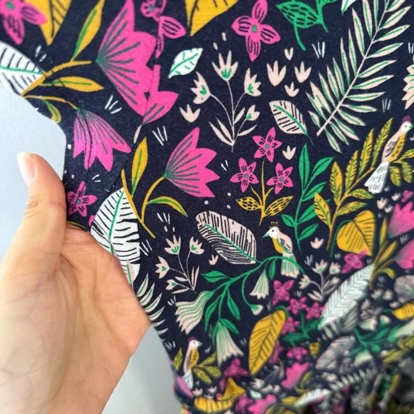Boden US 8 Amelie Jersey Dress Floral Bird Print Navy Pink - Picture 4 of 10